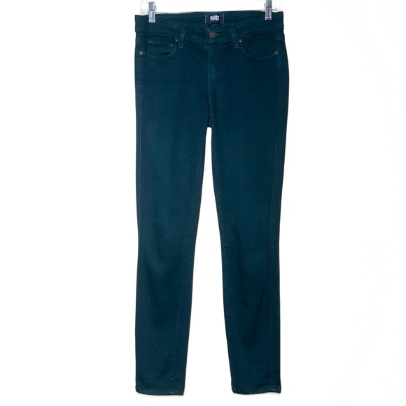 Paige Ultra Skinny Mid Rise Ankle Jeans Marine Green Size 27 - Picture 2 of 10